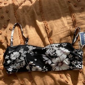 Black bikini floral top